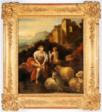 
Scena pastorale XIX secolo
olio su tela Altezza x larghezza con cornice: 60 x 55 cm