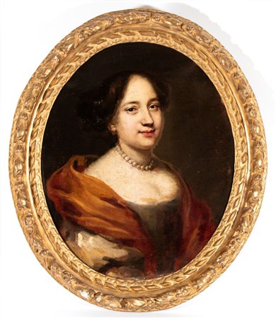  
Ritratto di dama con perle Francia, XVIII secolo
 Altezza x larghezza con cornice: 78 x 66 cm. Altezza x larghezza: 62,5 x 50,5 cm.