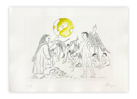 ENRICO BAJ (1927-2003) - Paradiso Perduto: l'ordine di Dio a Michele, 1986
