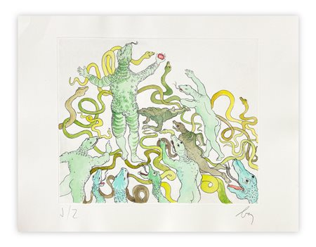 ENRICO BAJ (1927-2003) - Paradiso Perduto: si mutarono in serpenti, 1986