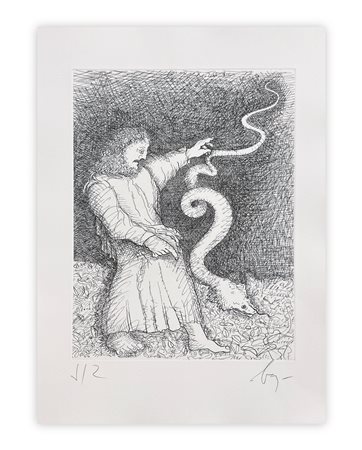 ENRICO BAJ (1927-2003) - Paradiso Perduto: Dio contro il serpente, 1986