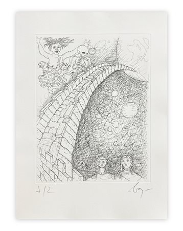 ENRICO BAJ (1927-2003) - Paradiso Perduto: il ponte sull'abisso, 1986
