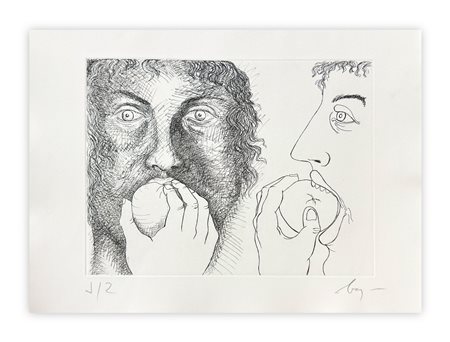ENRICO BAJ (1927-2003) - Paradiso Perduto: Adamo mangia il frutto, 1986