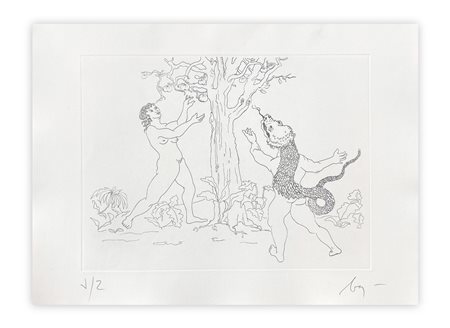 ENRICO BAJ (1927-2003) - Paradiso Perduto: Eva e il frutto, 1986