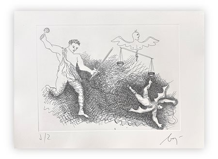 ENRICO BAJ (1927-2003) - Paradiso Perduto: Gabriele e Satana, 1986