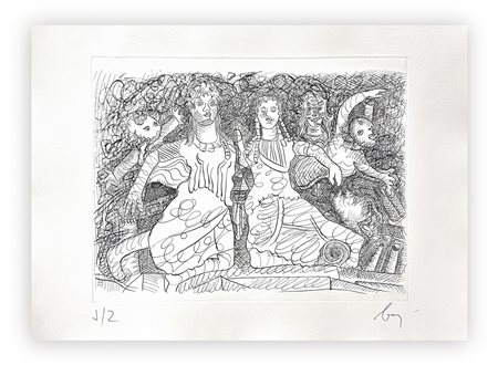 ENRICO BAJ (1927-2003) - Paradiso Perduto: il trono del caos, 1986