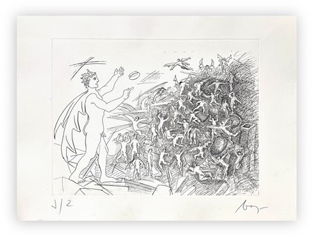 ENRICO BAJ (1927-2003) - Paradiso Perduto: Satana e gli angeli caduti, 1986