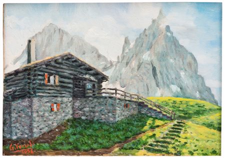 G. Verardi (XX secolo)
Paesaggio alpino con baita, 1958