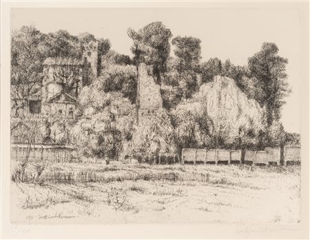 Lino Bianchi Barriviera (1906 - 1985)
Paesaggio con rovine a Tor di Quinto, 1976