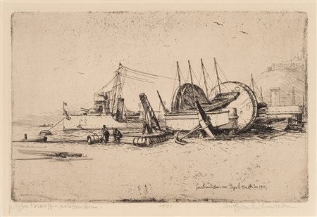 Lino Bianchi Barriviera (1906 - 1985)
Napoli. Boe d’ormeggio sulla banchina, 1941