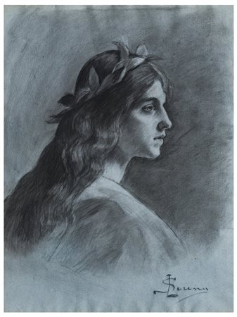 Luigi Serena (1855 - 1911)
Ritratto di fanciulla con corona d'alloro, 1880-1885