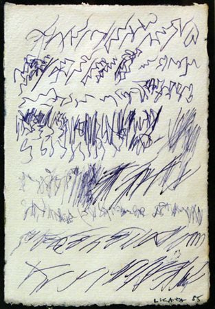 Riccardo LICATA Torino, 1921 Senza titolo, 1985 biro su carta cm 15x10...