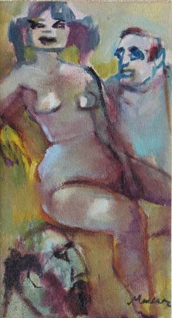 Mino MACCARI Siena, 1898 - Roma, 1989 Senza titolo, anni '70 olio su telacm...