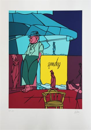 Valerio ADAMI Bologna, 1935 Legende litografia a colori cm 100x70