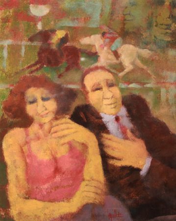 Remo SQUILLANTINI Stia, 1920 - Firenze, 1966 Derby, 1980 olio su tavola cm...