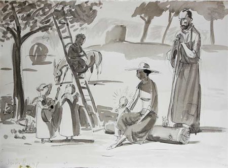 Jan KNAP Chrudimi, 1949 Senza titolo tecnica mista su carta cm 40x53...