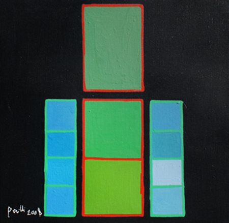 Achille PERILLI Roma, 1927 Il fortunato, 2008 olio su tela cm 20x20 Autentica...