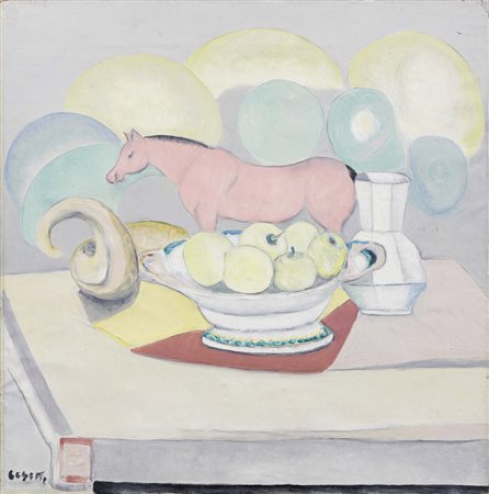 Giuseppe Cesetti, Tuscania (Vt) 1902 - 1991, Natura morta con cavallino,...
