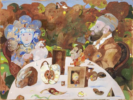 Antonio Possenti, Lucca 1933, Nel giardino di casa, Olio su tavola, cm....