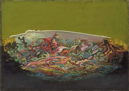 Marco Almaviva, Novi Ligure (Al) 1934, Elementi naturali, 1969, Olio su tela,...