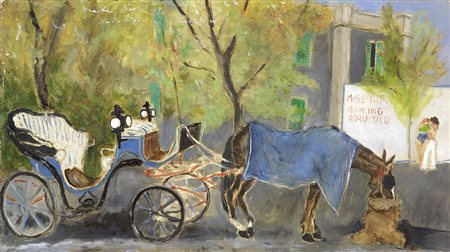 Walter Piacesi, Ascoli Piceno 1929, Studio di fiacre a Cattolica, 1983, Olio...