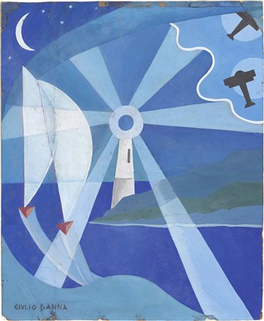 Giulio D'Anna, Villarosa (En) 1908 - Messina 1978, Lo Stretto, Tecnica mista...