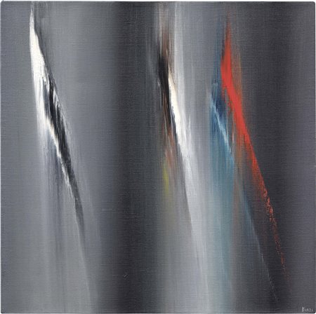 Ennio Finzi, Venezia 1931, Il verso del colore in nero-grigio, Olio su tela,...