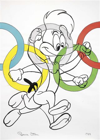 Ronnie Cutrone, New York 1948, Senza titolo, 1988, Tecnica mista su carta,...