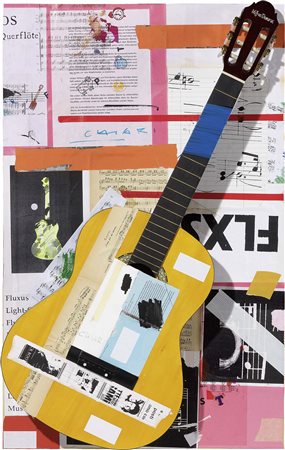 Giuseppe Chiari, Firenze 1926 - 2007, Chitarra, 2000, Tecnica mista, collage...