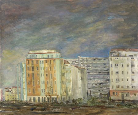 Ernesto Treccani, Milano 1920 - 2009, Milano, 1955, Olio su tela, cm. 75x90,...