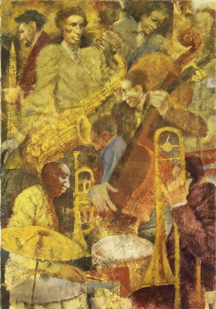 Remo Squillantini, Stia (Ar) 1920 - 1996, La sosta, 1991, Olio su tela, cm....