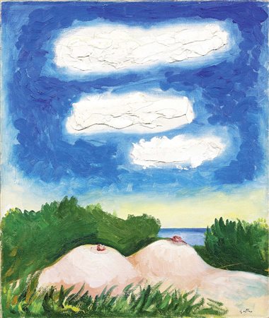 Renato Guttuso, Bagheria (Pa) 1912 - Roma 1987, Seni e cielo, 1975 ca., Olio...