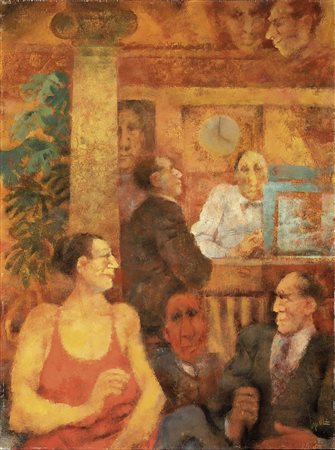 Remo Squillantini, Stia (Ar) 1920 - 1996, Caffè Pedrocchi, 1992, Olio su...