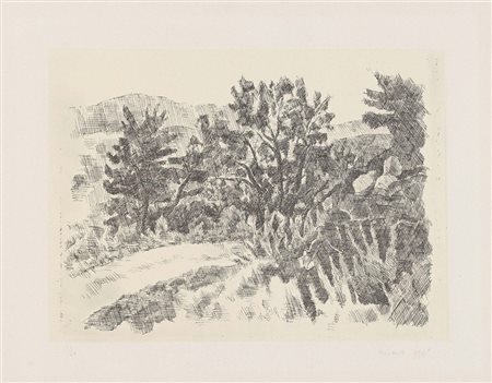 Giorgio Morandi, Bologna 1890 - 1964, La strada, 1927, Acquaforte su zinco,...