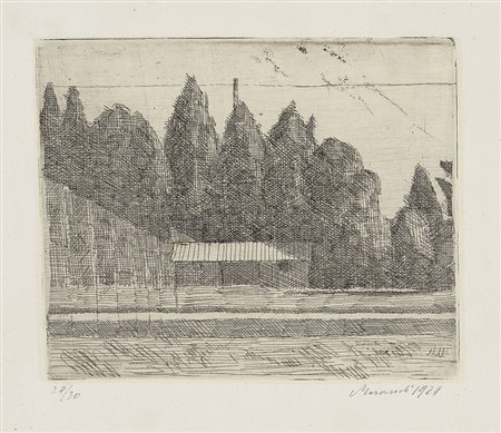 Giorgio Morandi, Bologna 1890 - 1964, Campo di tennis ai Giardini Margherita...