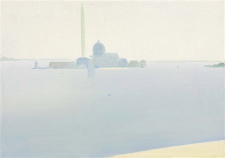 Virgilio Guidi, Roma 1891 - Venezia 1984, Isola di San Giorgio, 1957, Olio su...