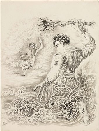 Fabrizio Clerici, Milano 1913 - Roma 1993, Senza titolo, 1945, China su...