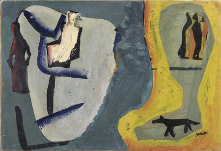 Mario Sironi, Sassari 1885 - Milano 1961, Capriccio con cane, 1955-60,...