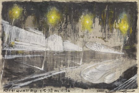 Pierluigi Pusole, Torino 1963, Raiquattro, 1992, Olio su tela, cm. 80x120,...