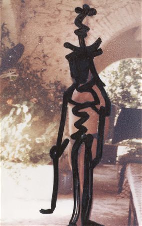 Gino De Dominicis, Ancona 1947 - Roma 1998, Io, Smalto su fotografia, cm....