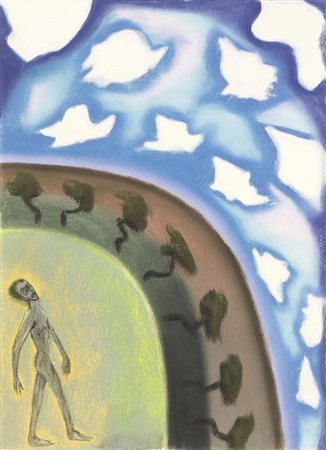 Francesco Clemente, Napoli 1952, Home, 1994, Pastello su carta, cm. 67x48,3,...