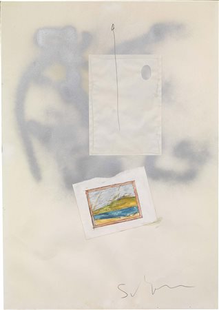 Mario Schifano, Homs 1934 - Roma 1998, Senza titolo, Tecnica mista e collage...