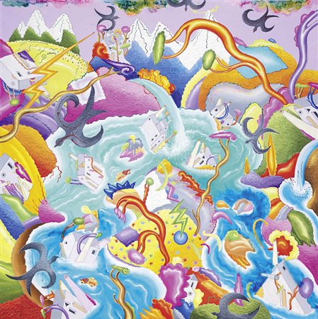 Luca Alinari, Firenze 1943, Le case del torrente, 2007, Acrilico e resina su...