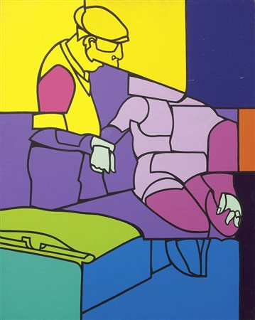 Valerio Adami, Bologna 1935, Studio per Gymnasium, 1974, Acrilico su tela,...