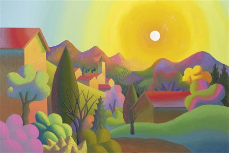 Salvo, Leonforte (En) 1947 - Torino 2015, Primavera, Olio su tela, cm....