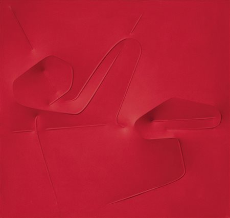 Agostino Bonalumi, Vimercate (Mi) 1935 - Milano 2013, Rosso, 2004, Tela...