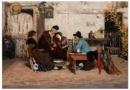 Cesare Laurenti (1854 - 1936)
Brindisi in famiglia o L'ospite inatteso