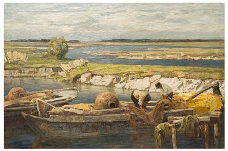 Francesco Sartorelli (1856 - 1939)
Pescatori in laguna