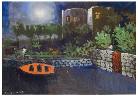 Eliano Fantuzzi (1909 - 1987)
Giardino e barca rossa - Capri, 1967