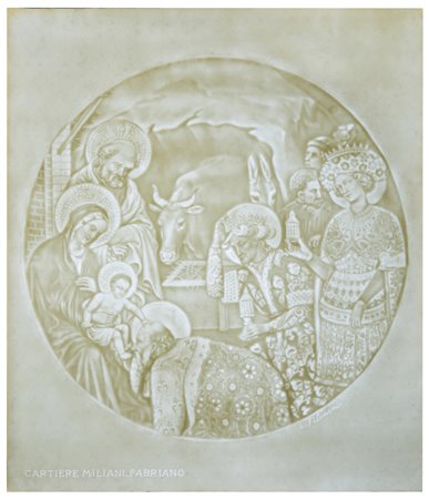 Luigi Filomena (II metà del XX secolo), per Cartiere Miliani, Fabriano
La adorazione dei Magi, da Gentile da Fabriano